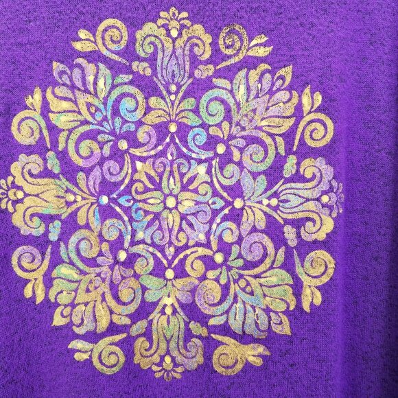 Hand-painted Tunic By Margaret Owen Women Small Purple Geometric Art to Wear NEW - Picture 9 of 13